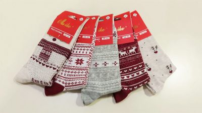 Karácsonyi mintás női pamut zokni