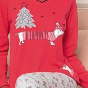 Pamut női pizsama karácsonyi mintával
