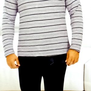 Férfi csíkos pamut pizsama 5XL-es méretig