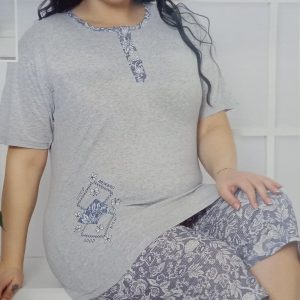 Nagyméretű rövidnadrágos pamut női pizsama