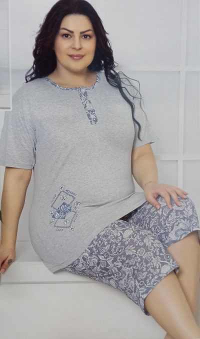 nagyméretű rövidnadrágos pamut női pizsama