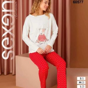 Karácsonyi mintás macis női pizsama