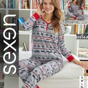 Karácsonyi mintás női pamut pizsama
